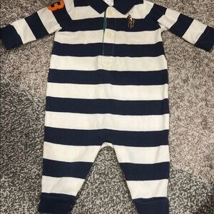 Polo by Ralph Lauren Navy and White Striped Footie